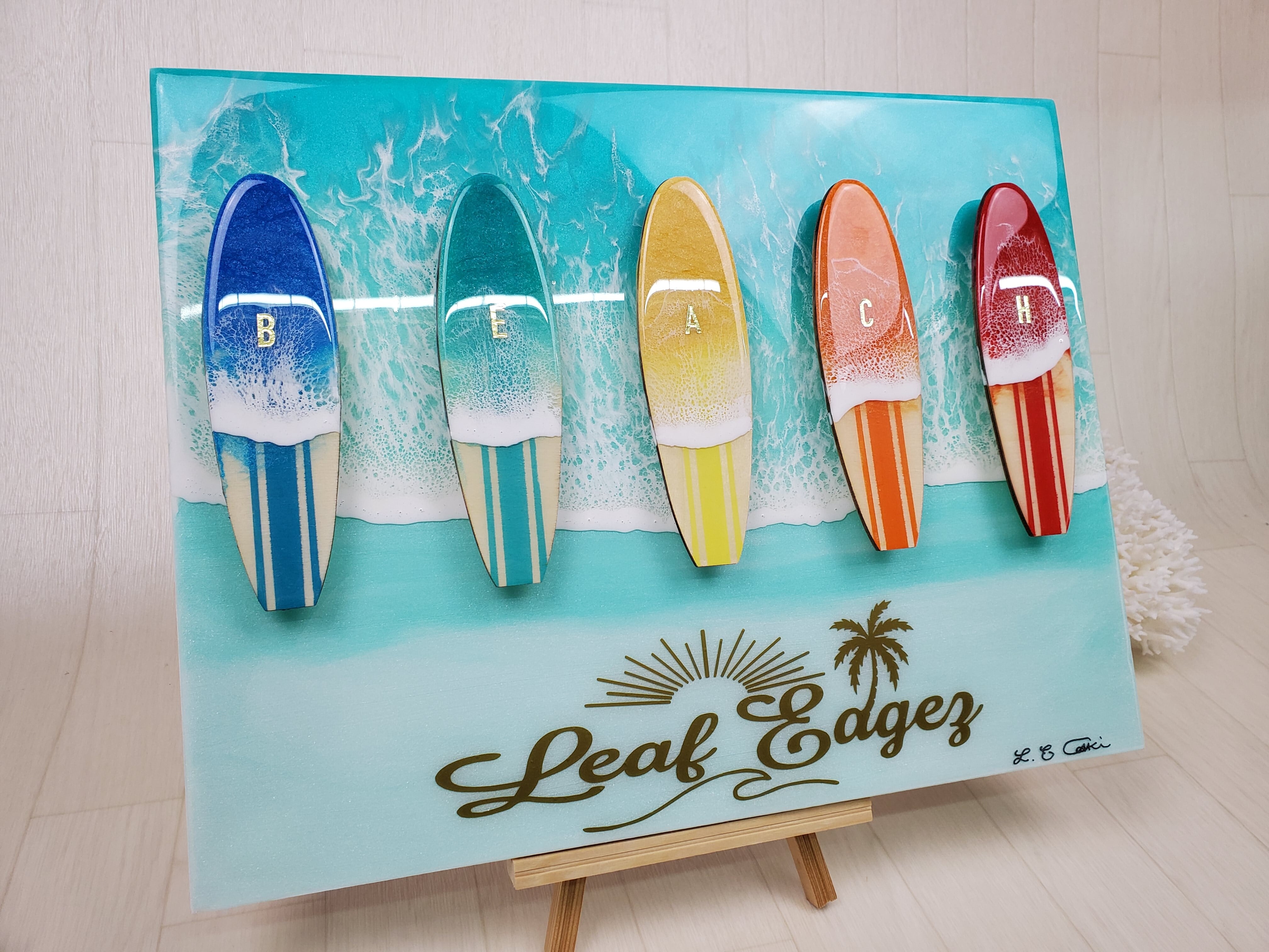 91.オーシャンレジンアート BEACHサーフボードオブジェ | Leaf Edgez