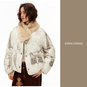 星降る夜に微笑む猫たちのダウンジャケット　E00610