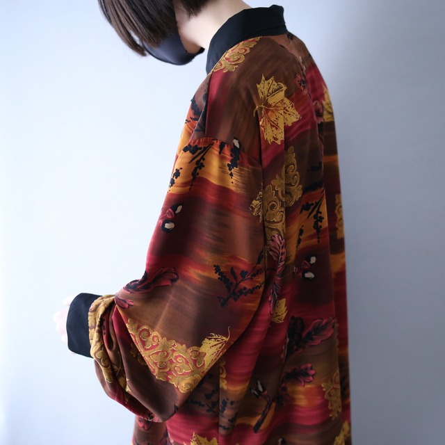 art graphic reef pattern and switching design over silhouette shirt