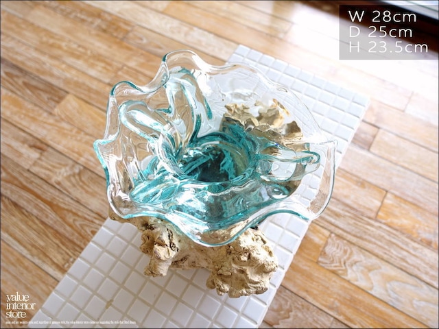 硝子フラワーベースbunga 花瓶 花器 花生け ポプリ入れ プリミティブガラスベース 吹きガラス 手作り 一点物 idavase