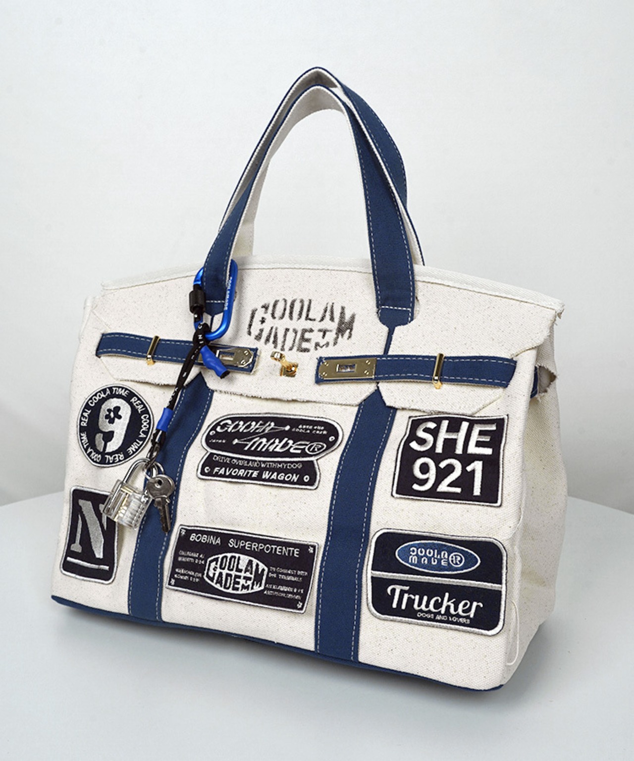 -数量限定-【直営限定ITEM】TYPE-B バイカラーワッペンターンロックハンドバッグ　CQ-49510H