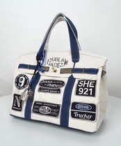 -数量限定-【直営限定ITEM】TYPE-B バイカラーワッペンターンロックハンドバッグ　CQ-49510H