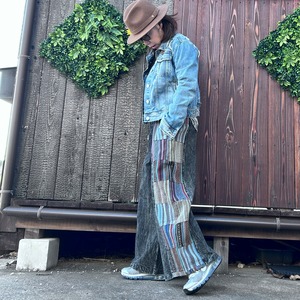 サイド切り替えワイドパンツ