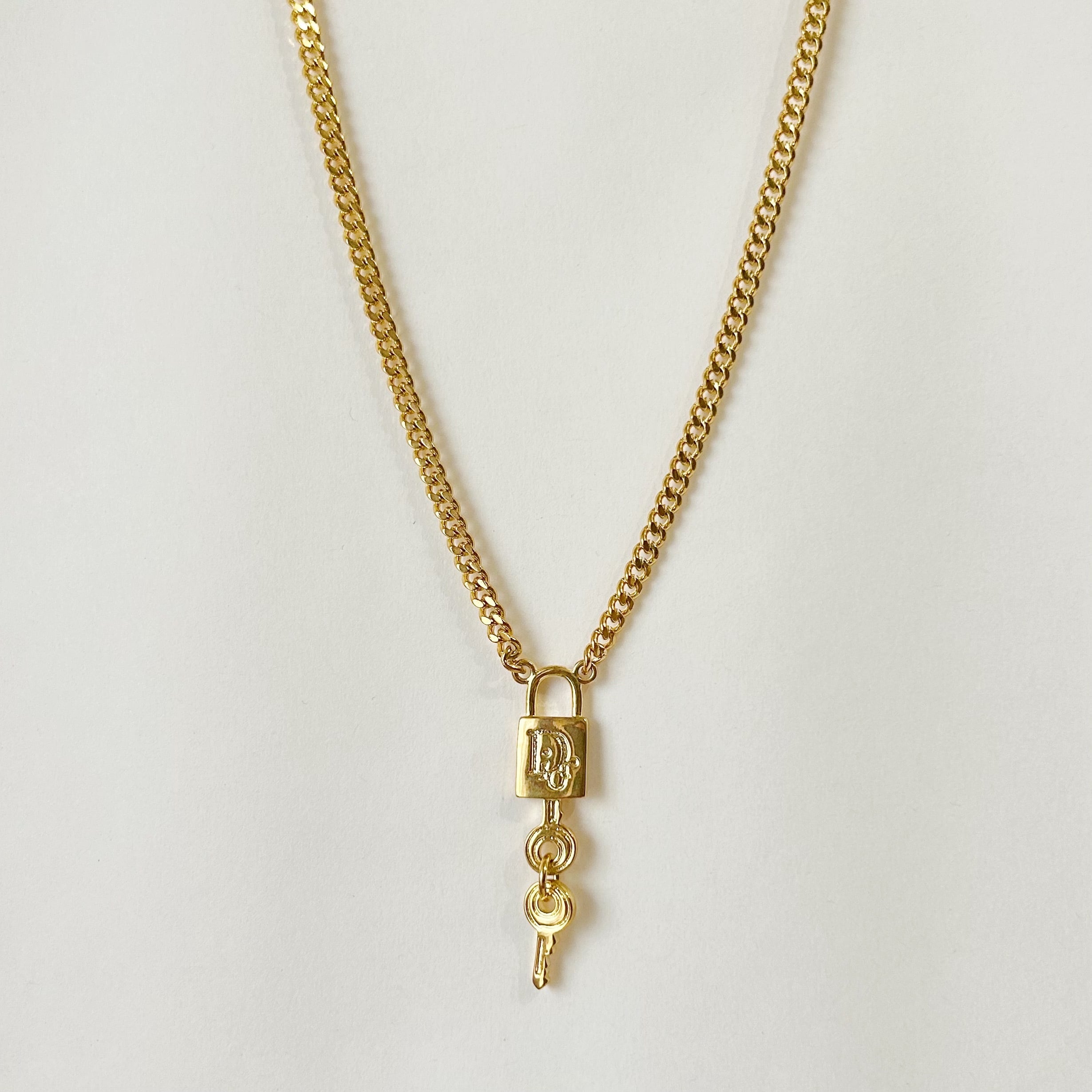 N5392】Christian Dior logo padlock necklace/クリスチャン