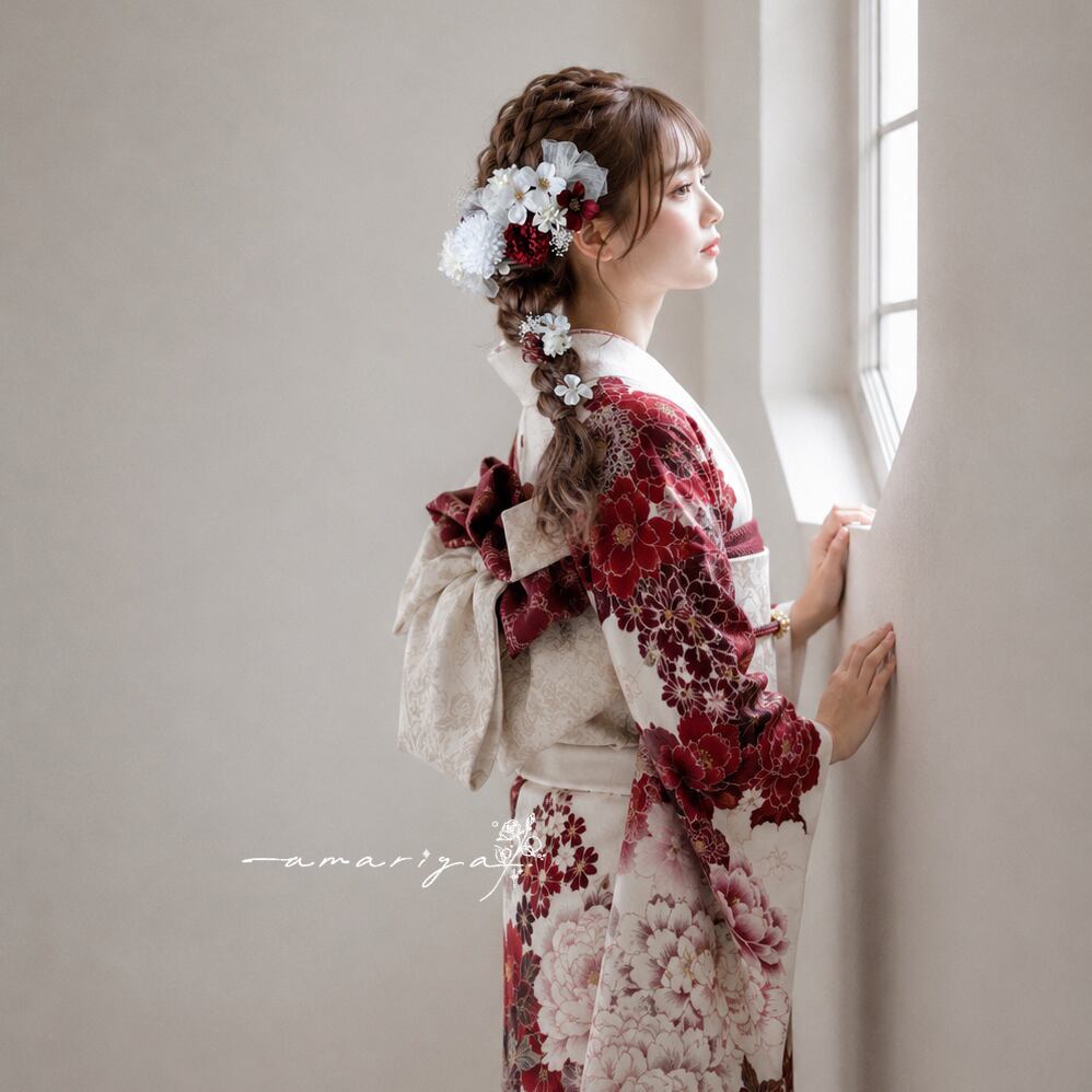髪飾り ホワイトオーガンジーと2色のベルベット桜