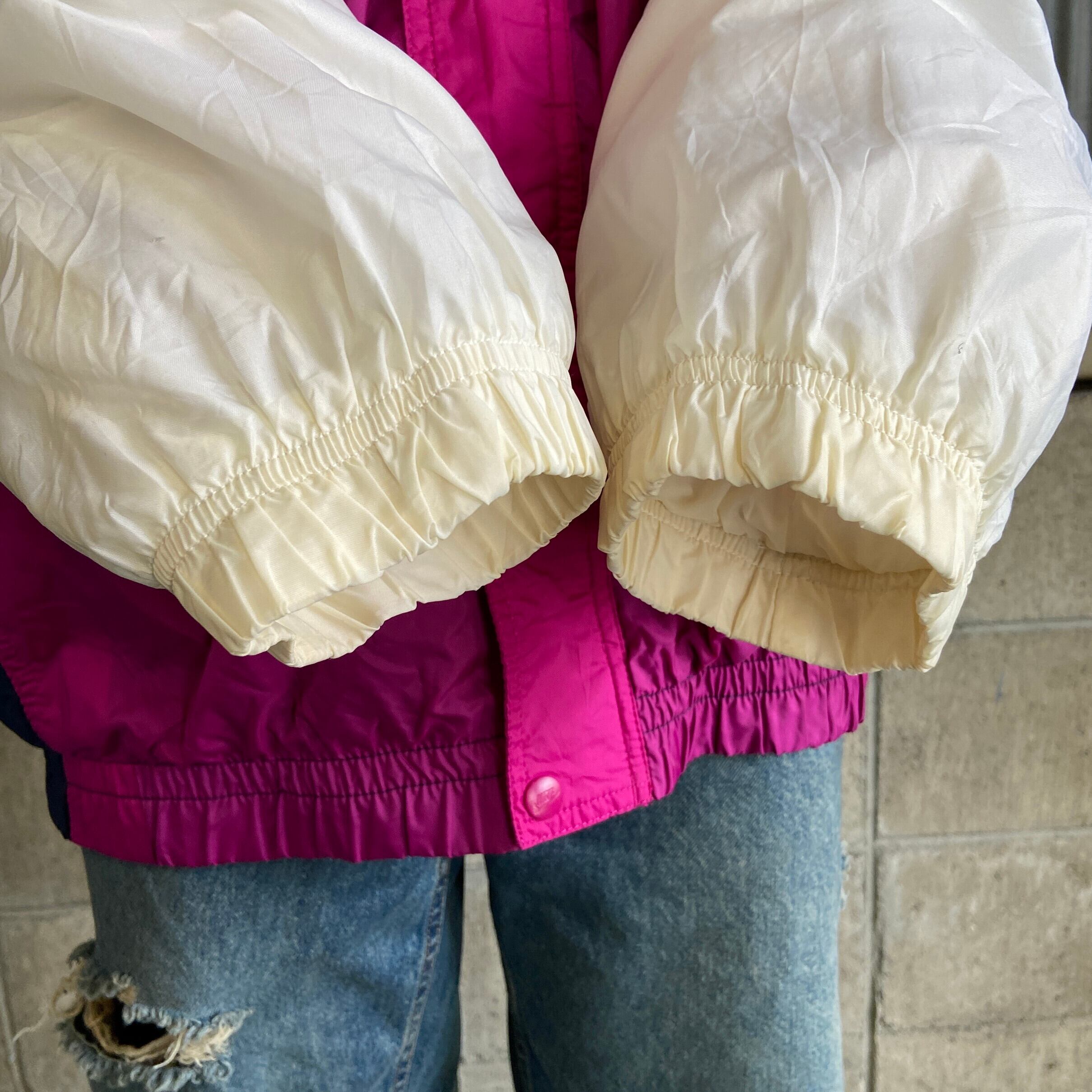 90s ナイキ 刺繍 ナイロンジャケット ピンク×パープル L 古着 90s ナイキ NIKE 刺繍 希少 ナイロンジャケット パープル×ピンク 古着