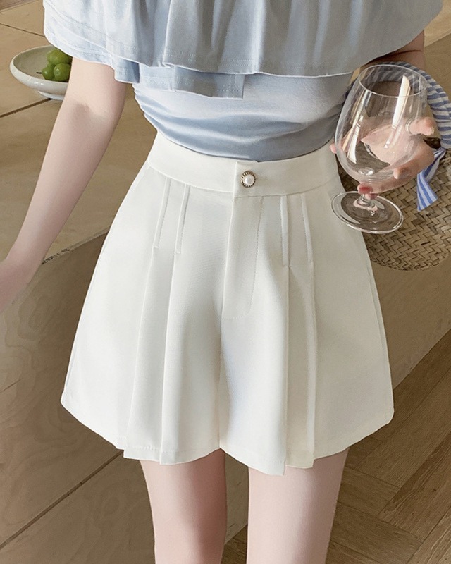 ハイウエストプリーツパールショートパンツ（3 colors）　25WP03037