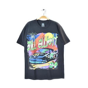 90s ナスカー ビルエリオット USA製 ヴィンテージＴシャツ バットマンフォーエバー マクドナルド 黒 NASCAR サイズL 古着 @BZ0150