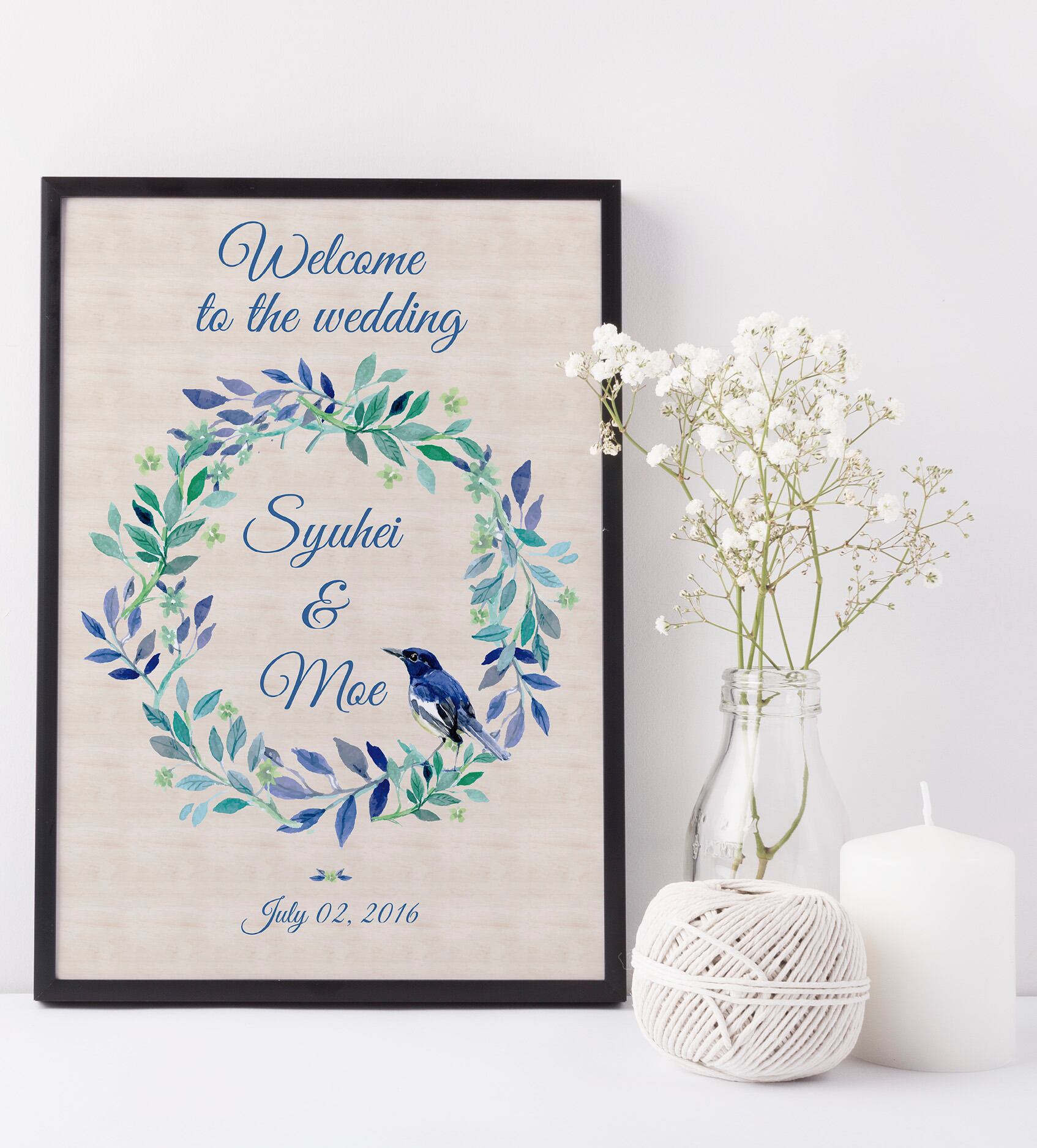 【ナチュラルバード】色・フォントカスタム可能♡オーダーメイドウェルカムボード│ウェルカムポスター ウェディングサイン 結婚式