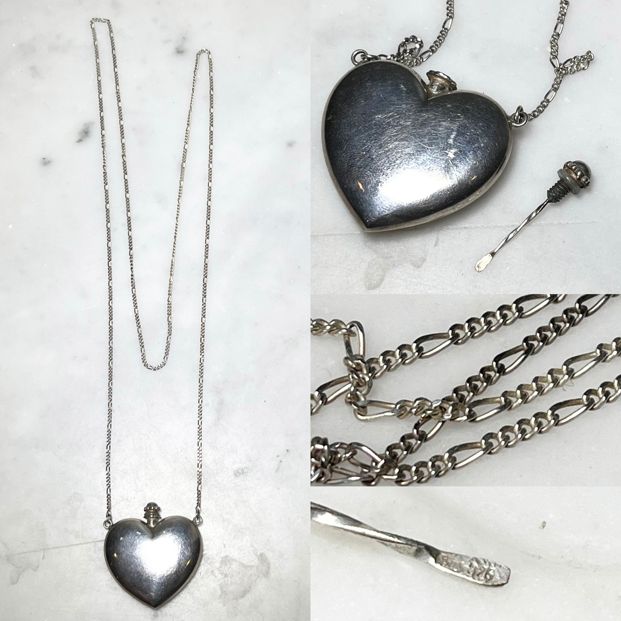 vintage perfume bottle pendant silver necklace