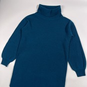 カシミヤ100％ MG MEG EXCHANGE ピュアカシミヤ タートルネック ニット ワンピース サイズ L /ブルー系/レディース