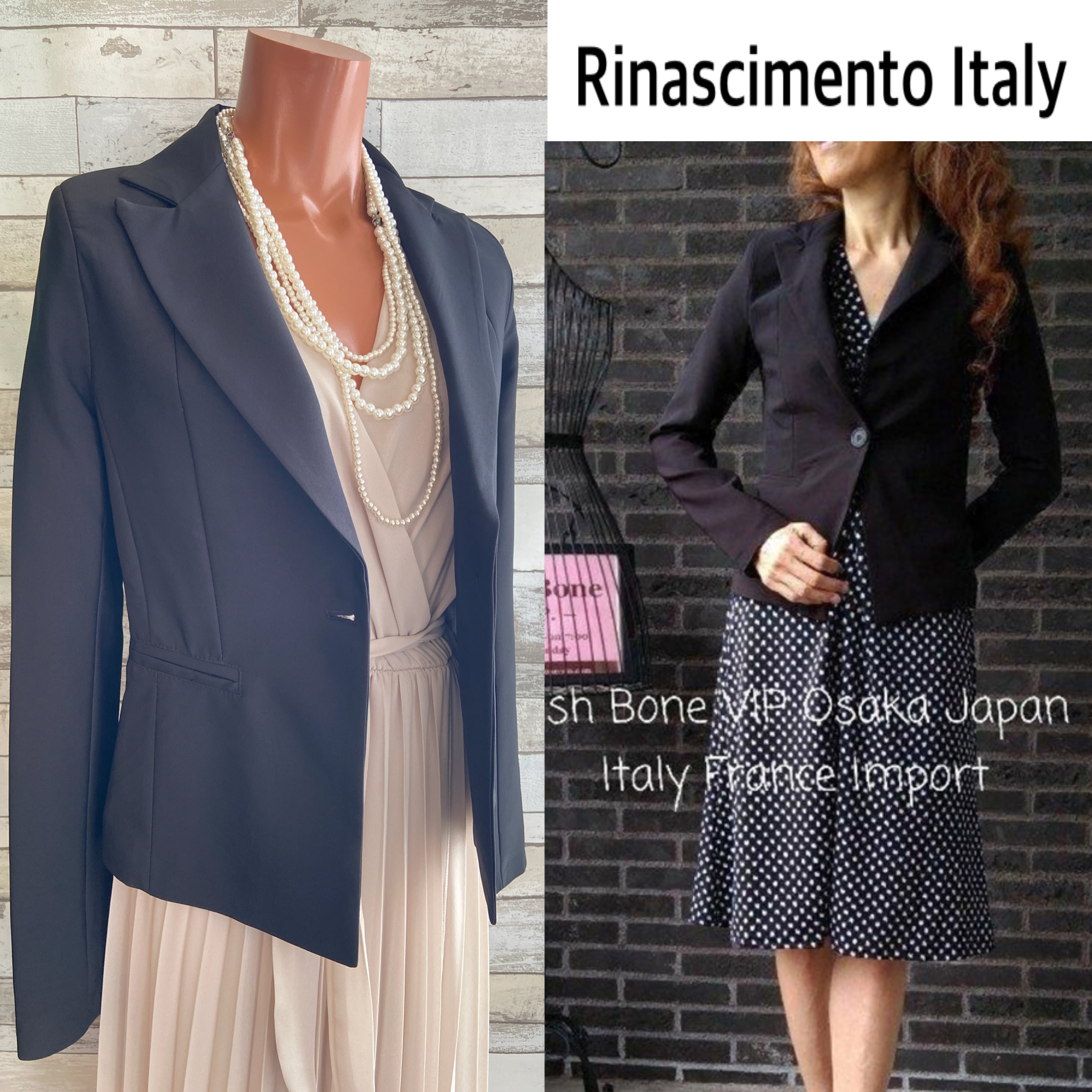 【新品タグ付】リナシメント ジャケット S ホワイト イタリア製 美シルエット イタリア製ジャケット｜RINASCIMENTO ITALY リナシメント イタリア