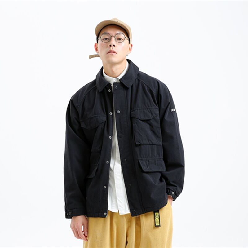 Yidaoヴィンテージ春の新しい無地のツーリングジャケット男性のeseトレンディなブランドマルチポケットルーズカジュアルレトロジャケット-アリババ スプリング 春物 ソリッドカラー ビンテージ ポケット多め hip6-161124424164592