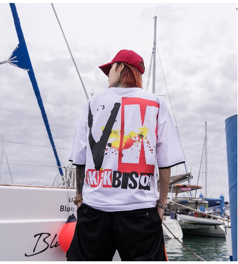 全2色 Tシャツ カットソー プリント カジュアル ストリート 