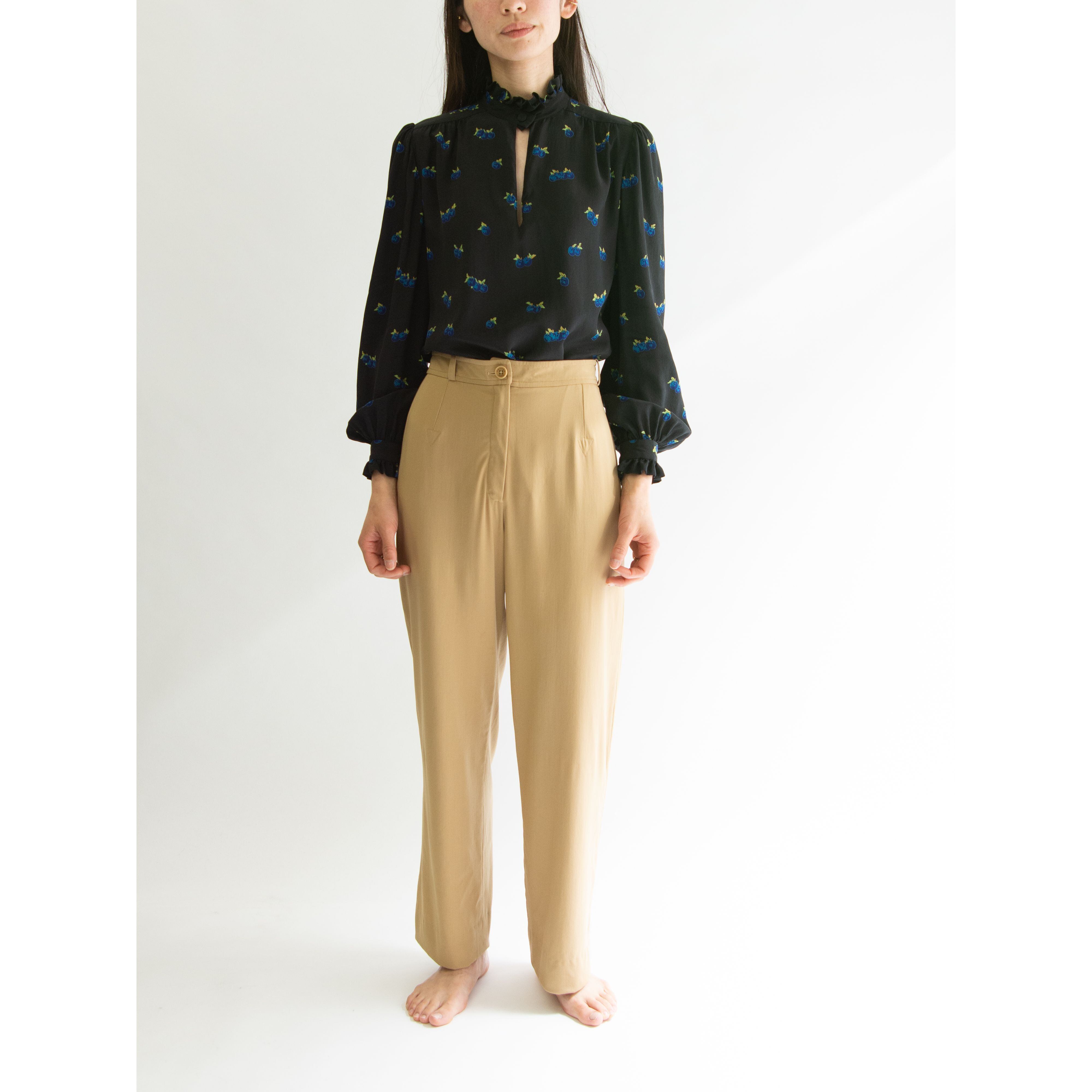 【Unknown brand】100% Silk Printed Pullover Blouse（シルク プリントプルオーバーブラウス 長袖シャツ）