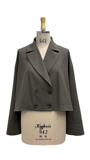 2月予約 ayane ショート丈テーラードジャケット No.816336 ブラウン ネイビー 9号 Mサイズ アヤン