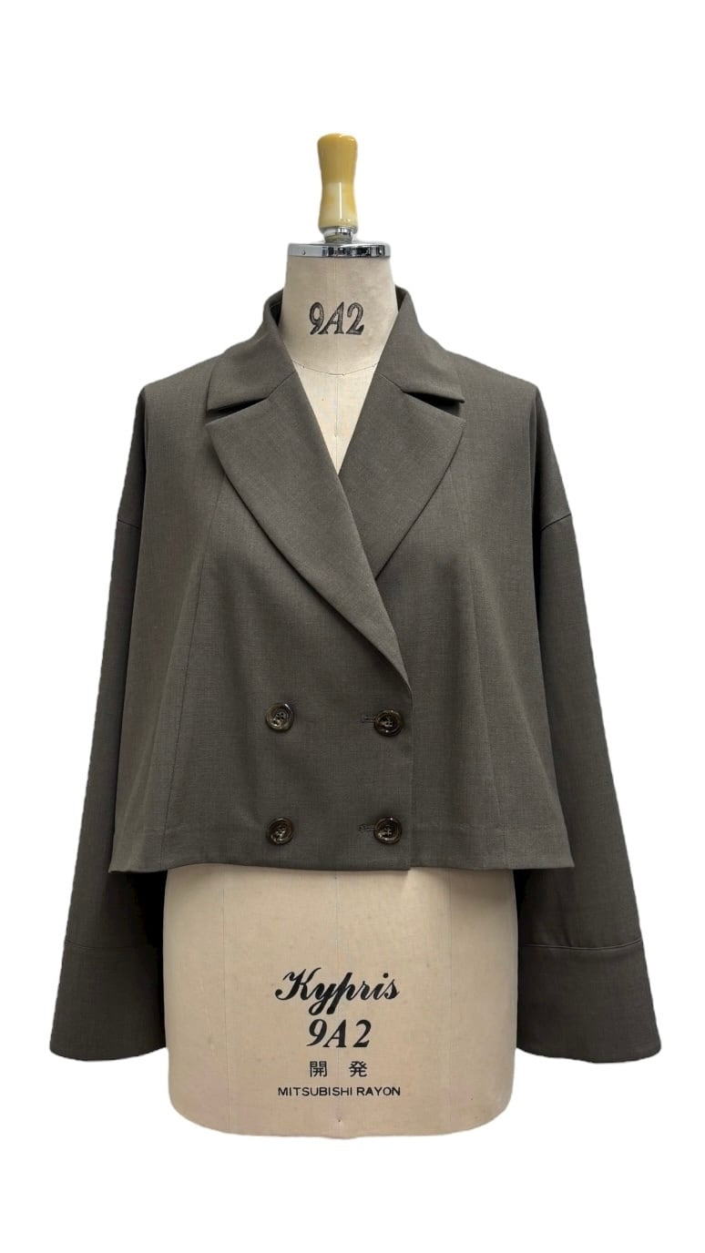 2月予約 ayane ショート丈テーラードジャケット No.816336 ブラウン ネイビー 9号 Mサイズ アヤン