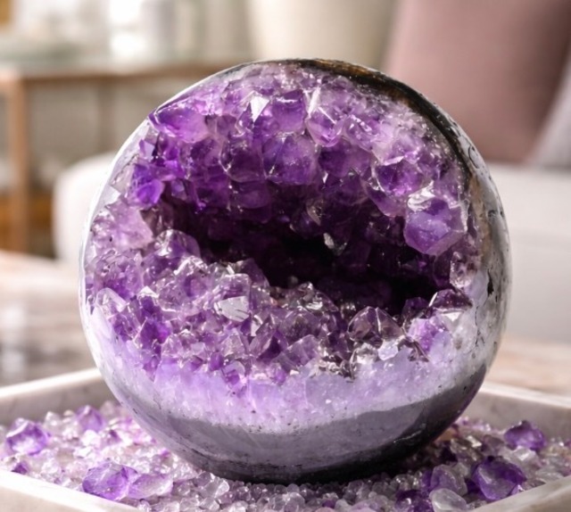 Laughing Mouth Amethyst Sphere　福を招く笑口アメジスト