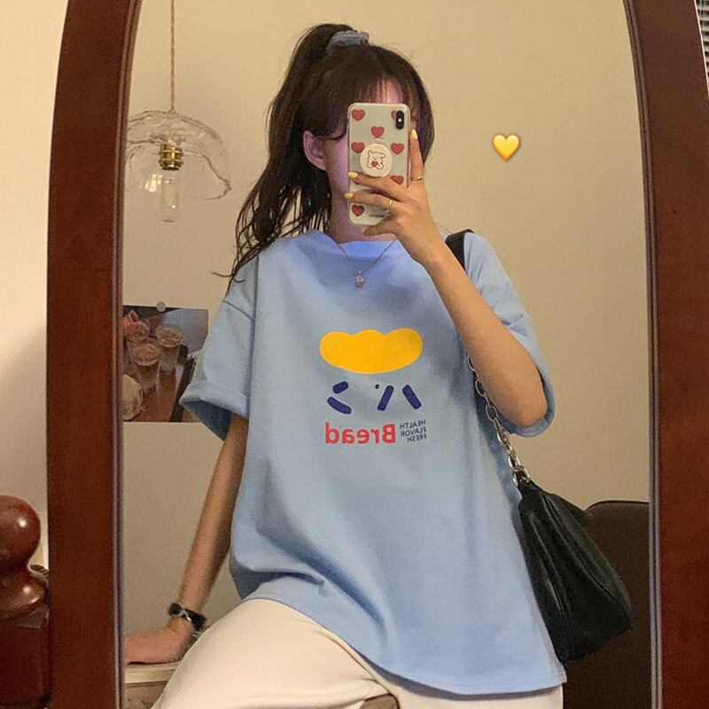 サマールーズラウンドネックプルオーバー パターンプリントトップス Tシャツ レディース 大人ガーリー スウィート キュート カジュアル 夏物 Oネック 試着室83563308052