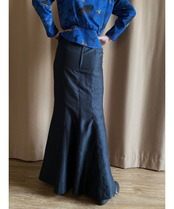 shiny black mermaid maxi skirt-3398-4