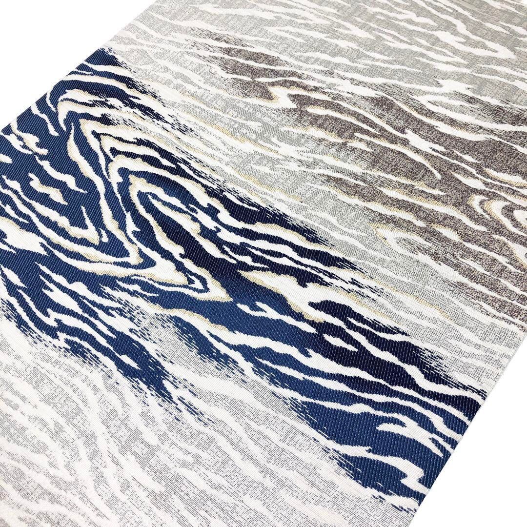 O-2740 袋帯 灰汁発酵建本藍染 藍優美 銀白色 ガード加工 | リユース