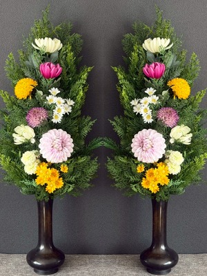 寺院用造花仏花【一対(2本組】　菊&小菊　水上50センチ