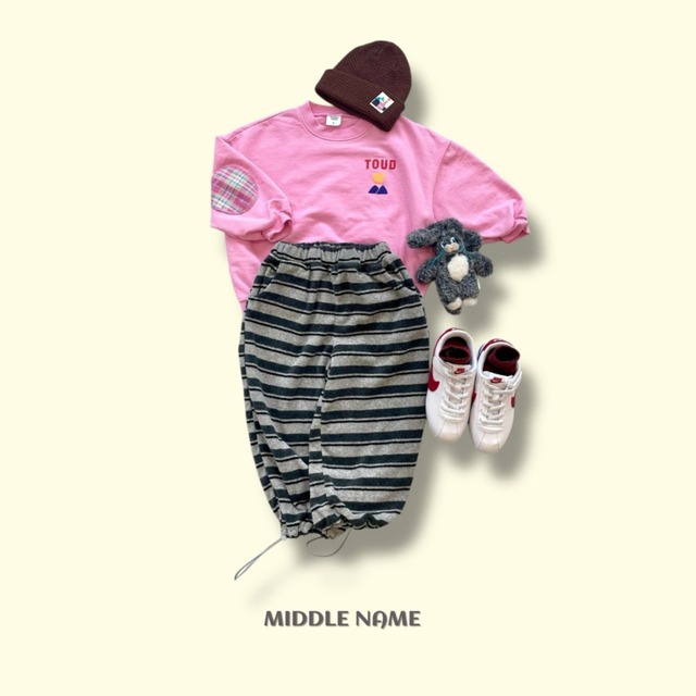 《送料無料》予約:テリーストライプパンツ【MIDDLENAME】