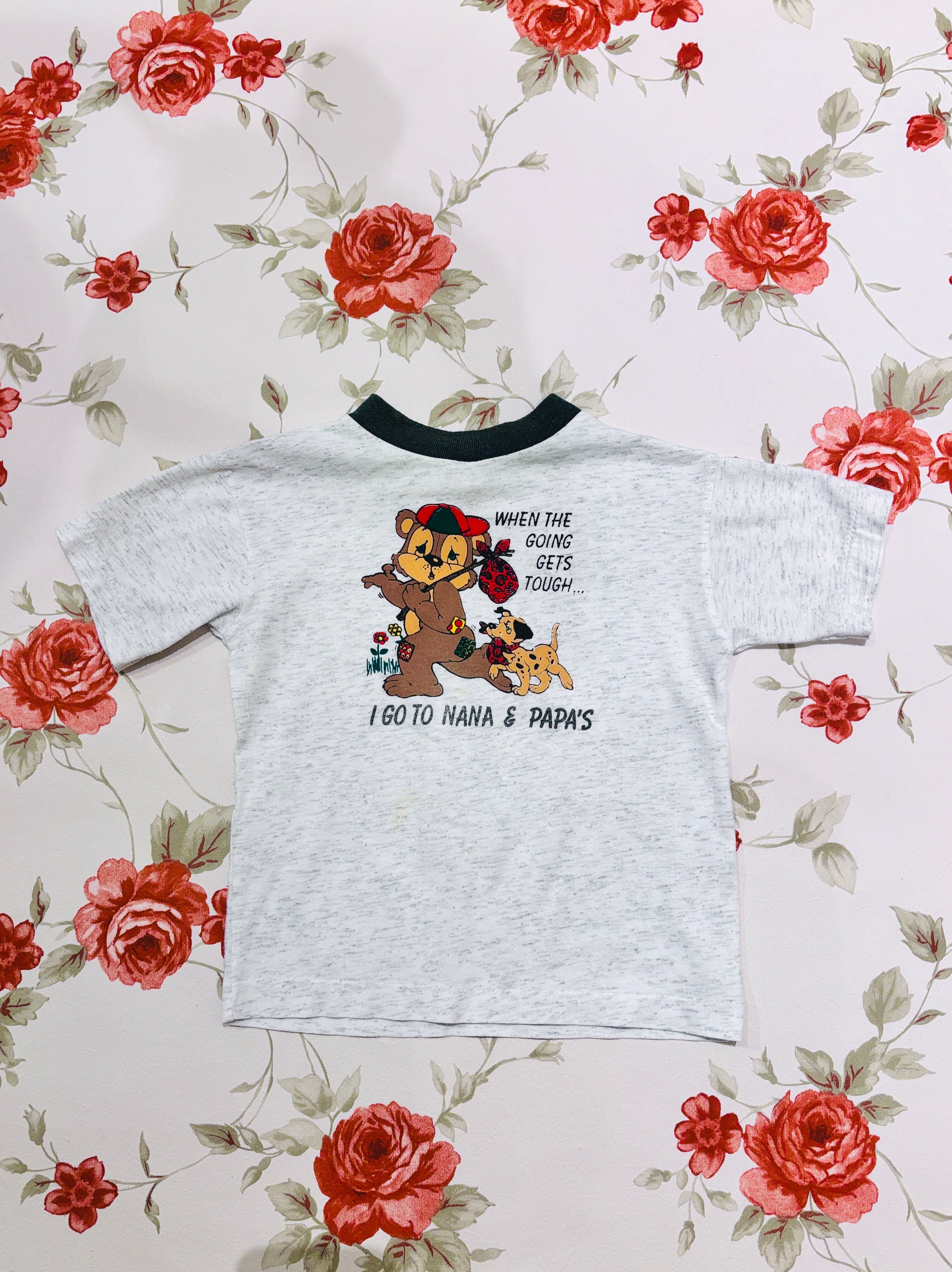 【kids vintage】BEAR & DOG T-sh. about4-5y