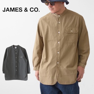 JAMES [ジェームス] Band Collar Shirt - 後染め -  [JS1251] プジョル リラックス・コットンリネンシャツ・スプレット・MEN'S/LADY'S [2023SS]