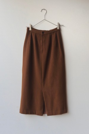 chocolate brown wool tight skirt
