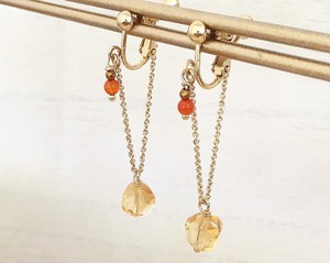 シトリン カーネリアン ヘマタイト 天然石 イヤリング