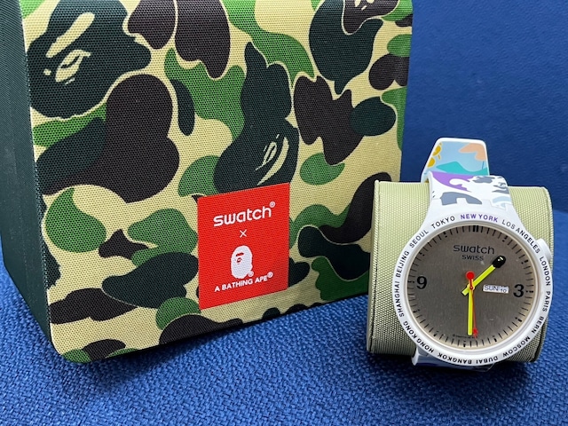 A BATHING APE × SWATCH BIG BOLD THE WORLD 35975