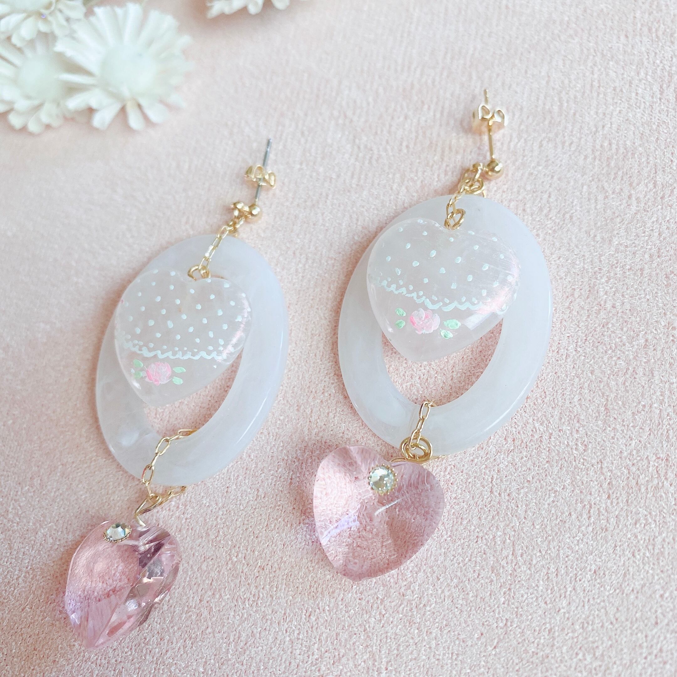 淡雪꙳ ペイント耳飾り(ピアス）