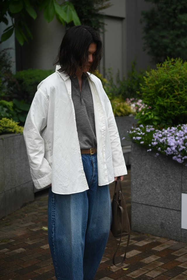 CIOTA / Regular Collar Long Sleeve shirt (Cotton Linen / Off)