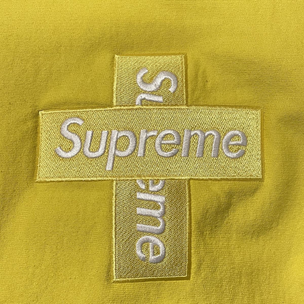 supreme cross box logo hooded 黄色　L