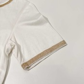 90s Yves Saint Laurent イヴサンローラン ラメデザイン 半袖Tシャツ カットソー M /レディース/ホワイト/ビンテージ/福助代理