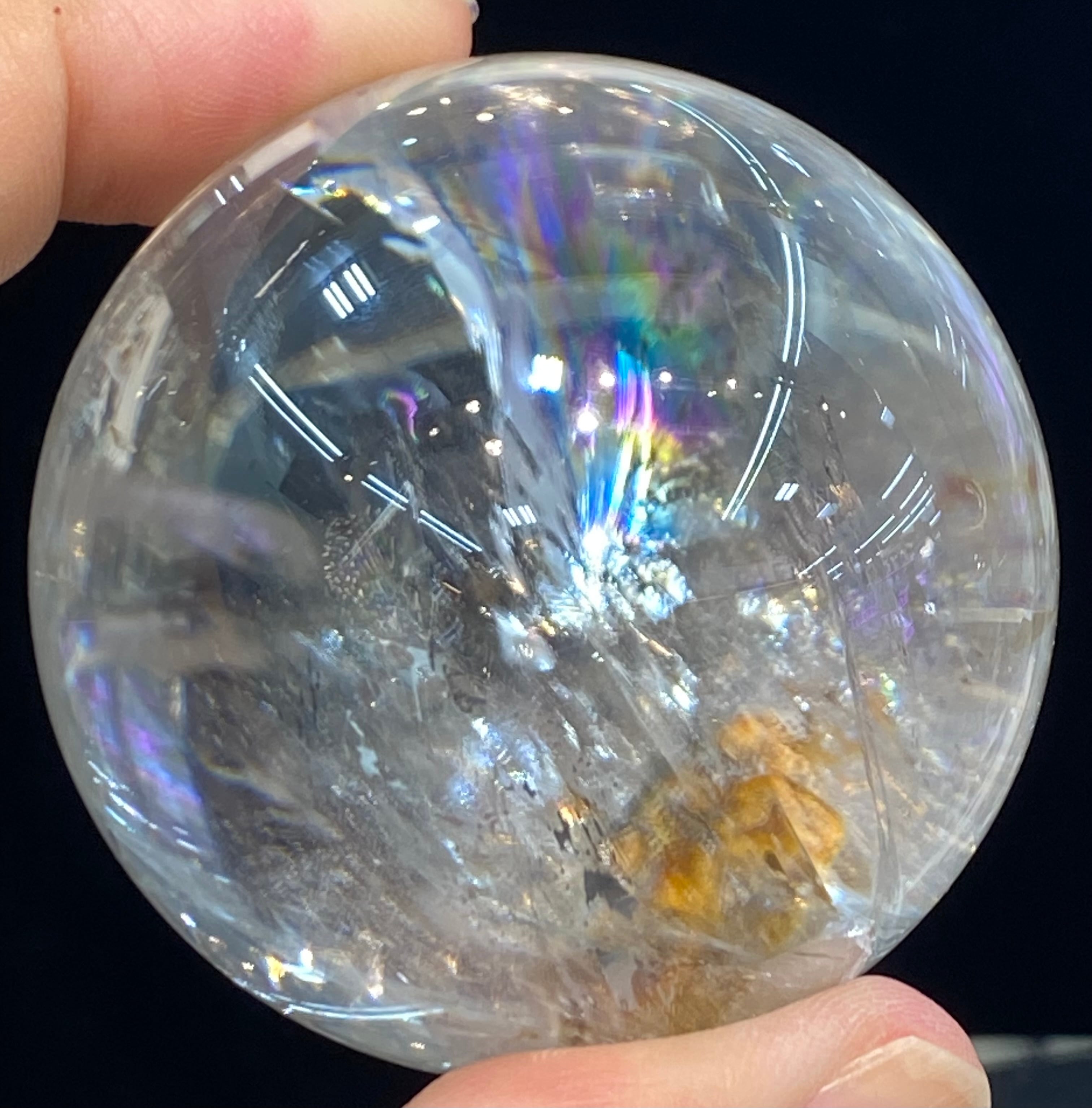 爆レア❗️アゼツライト☆レインボー☆ヒマラヤ水晶 丸玉☆虹☆パワー浄化A1321 レア パイライト入り！虹入り！水晶丸玉 パイライトインクォーツ丸玉