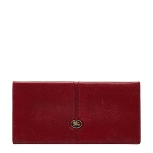 バーバリー ノバチェック 二つ折り財布 札入れ レッド レザー レディース BURBERRY 【中古】