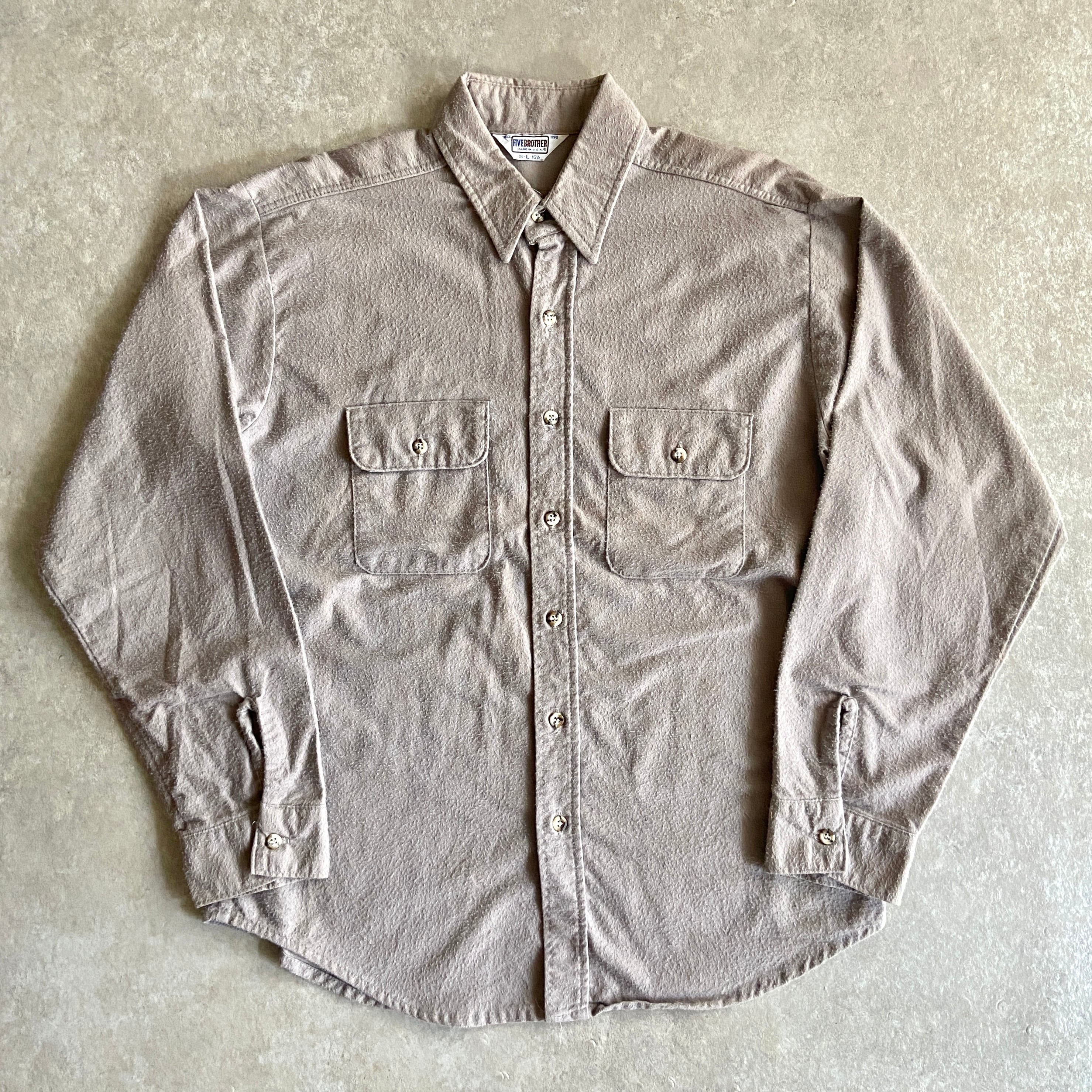 1980s FIVE BROTHER Chamois Shirt L Made in USA