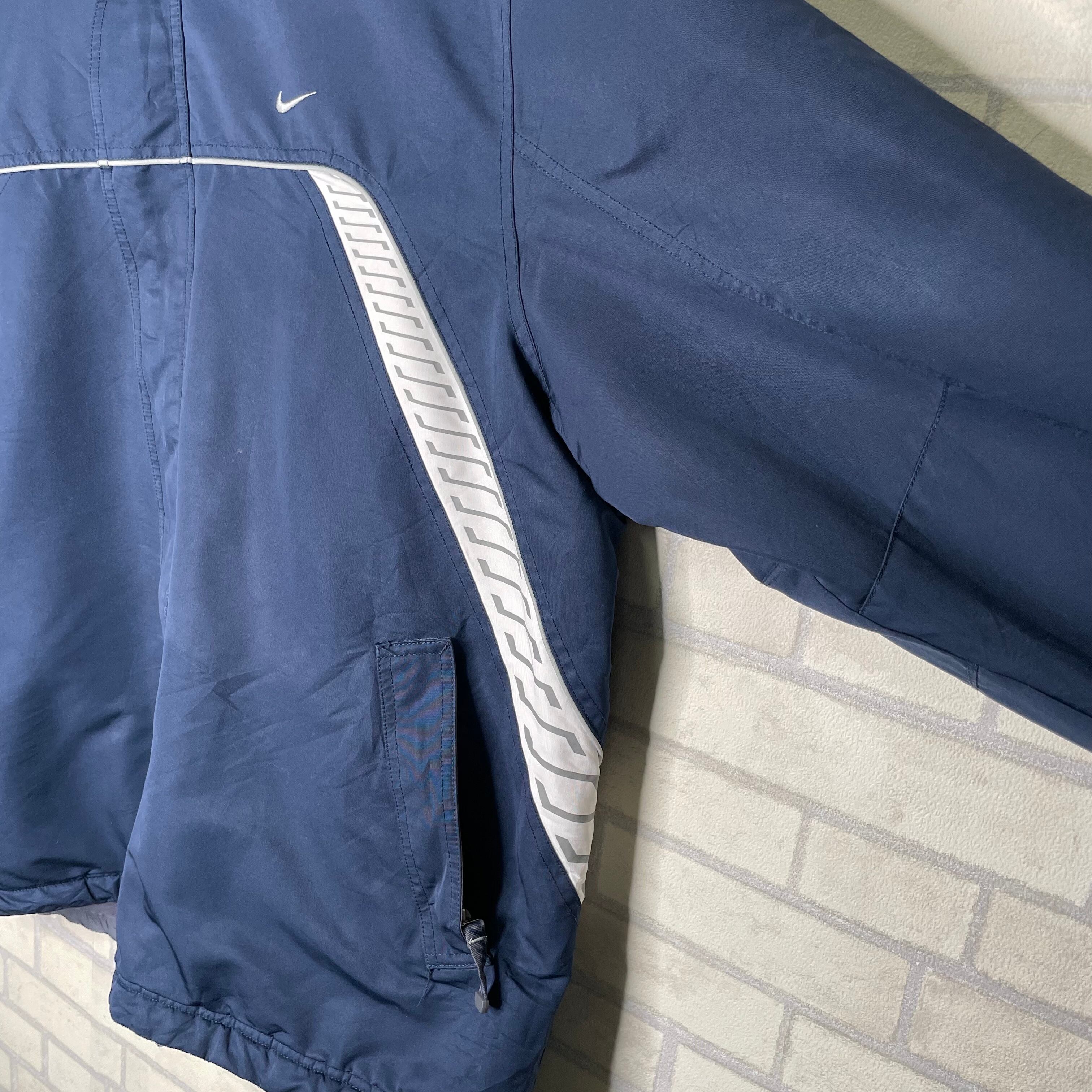 NIKE 中綿ジャケット 2XL ネイビー ポリエステル100% フード取り外し