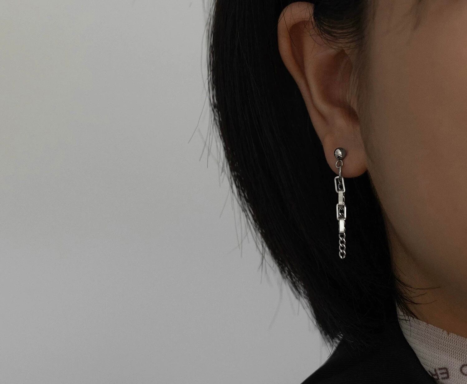 stainless pierce/ステンレス稲妻モチーフピアス アシメトリーピアス