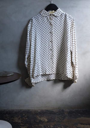[VINTAGE] dot print silk blouse made in france
