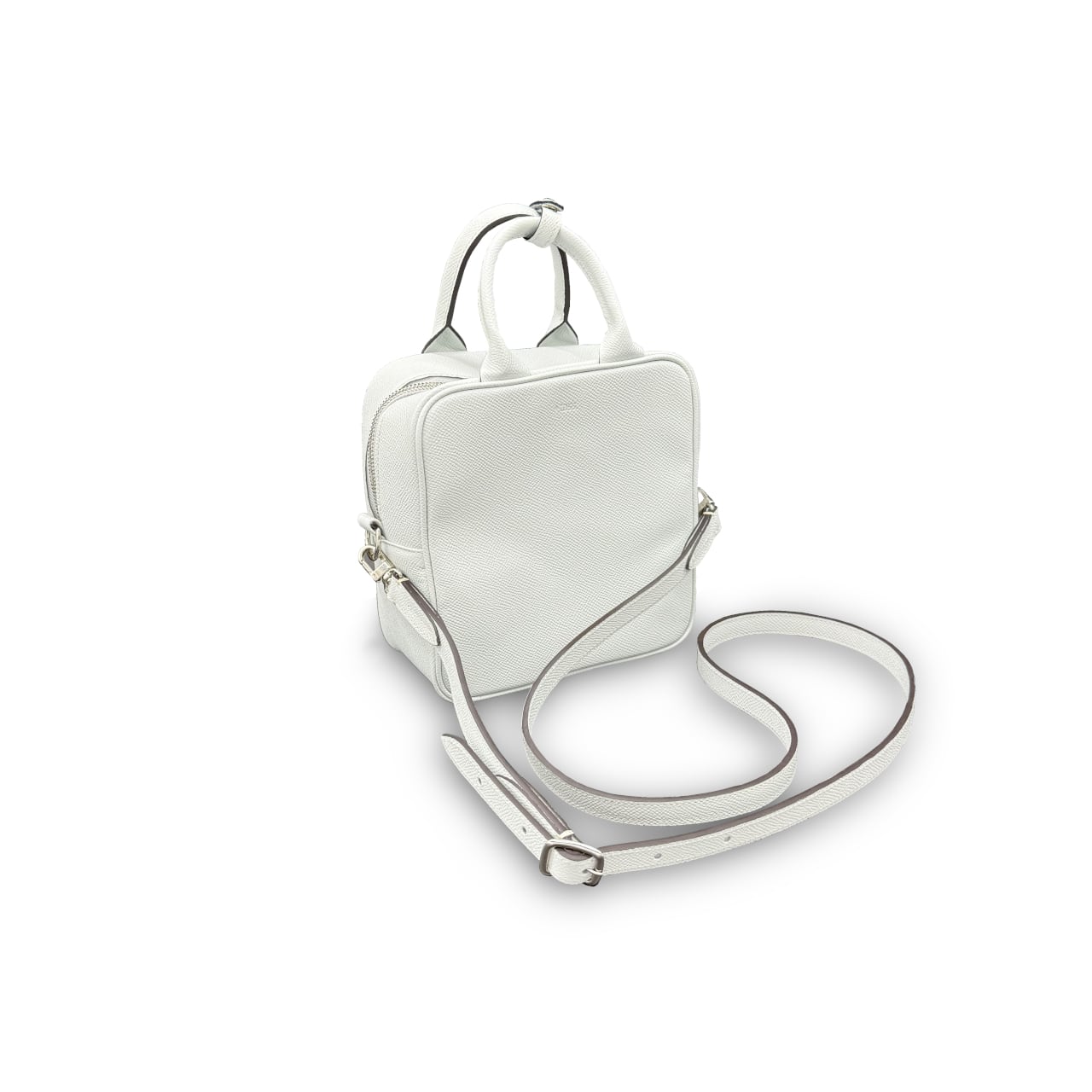 Embossing Leather Mini Square Shoulder Bag -Off White- | ＋tass