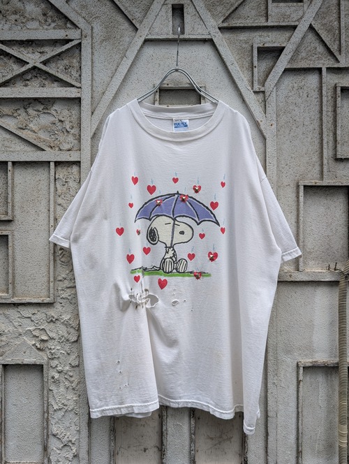 "深緑" REMAKE damage & studs tee / SNOOPY