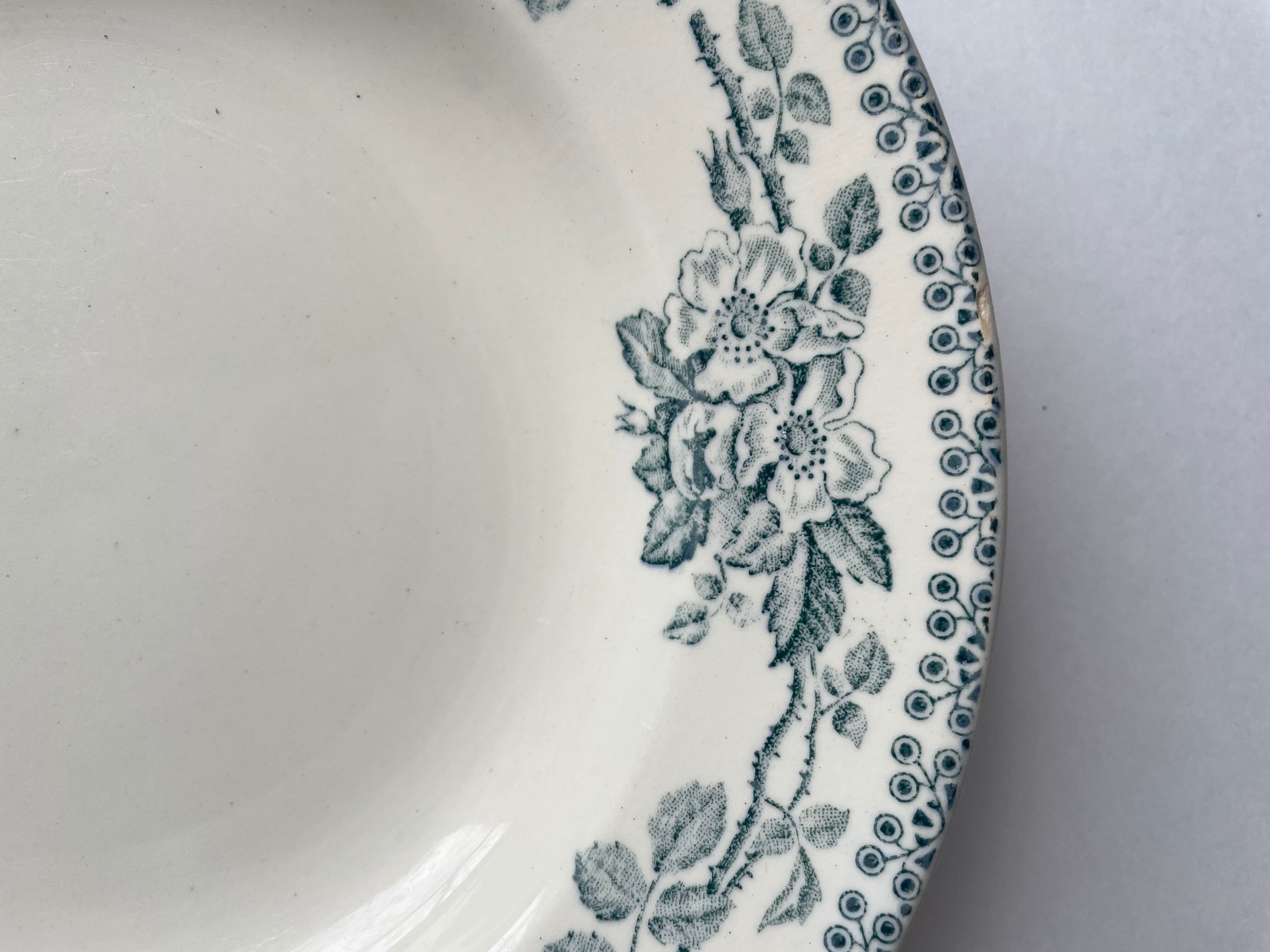 フランス アンティーク/ サンタマン窯 / 野薔薇のガーランド オーバル