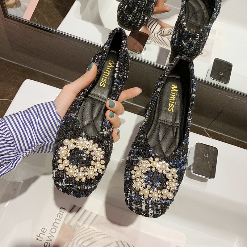 2020新しい春の潮タイドスクエアヘッドスモールフレグランスフラットシューズバージョン野生の妖精スタイルの夏の快適なエンドウ豆の靴 部族の婦人靴2284647