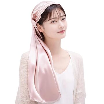 ヘアケアキャップ ココシルク ライトパープル COCOSILK シルク ナイトキャップ ロングヘア用 筒型 ナイトキャップ シルク100 髪 筒 ロングヘア 筒状 ヘアキャップ 75cm, Free Size, ピンク