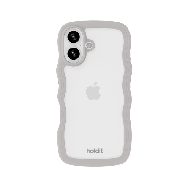 Holdit 耐衝撃 スマホケース (iPhone 16 / アイスグレー/クリアタイプ) 日本初上陸モデル スマホ ケース カバー なみなみ ウェーブ (衝撃吸収/TPU/ワイヤレス充電可能) iphoneケース iPhone16