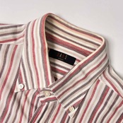 DAKS ダックス ストライプ BD ボタンダウン 鹿の子 半袖 ポロシャツ L/マルチ メンズ