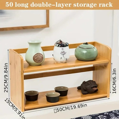 小物 収納 木製 ラック ２層 幅50cm 収納棚 化粧品収納 キッチン収納 香水 アクセサリー 玄関 北欧